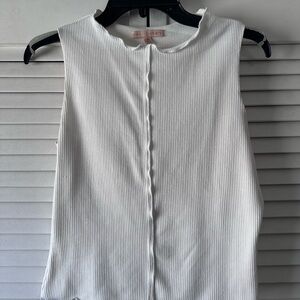 White Sleeveless Ribbed Top